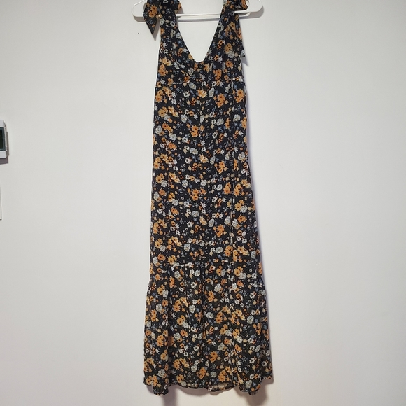 Lulu's Quite a Sight Black Floral Print Tie-Strap Midi Dress - Picture 5 of 12